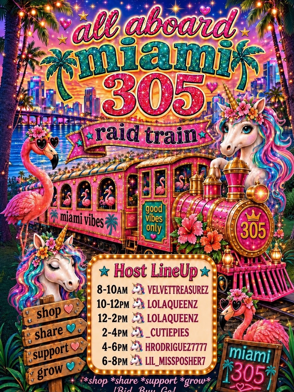 MIAMI 305 RAID TRAIN🚂MARATHON - @lil_missposher7 Live Show LET"S GET POSHING!!!!